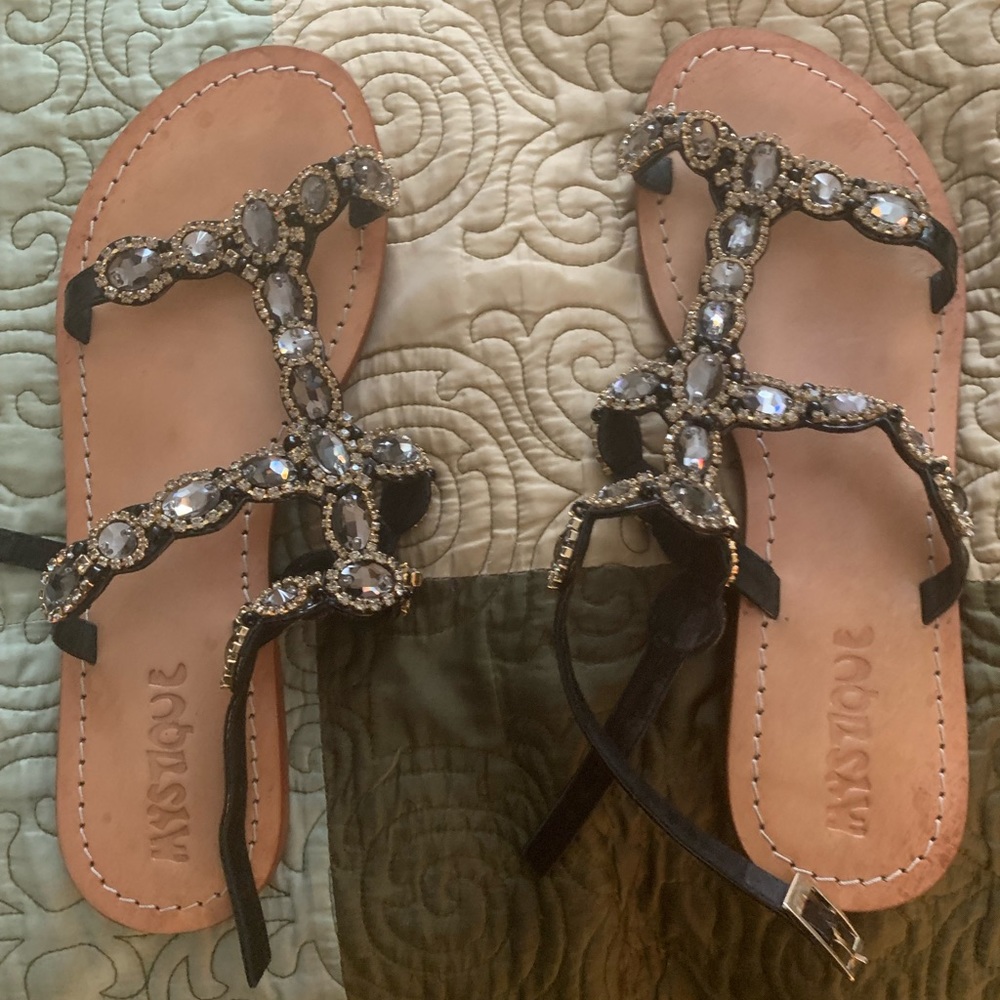 Swarovski crystal black and clear sandals